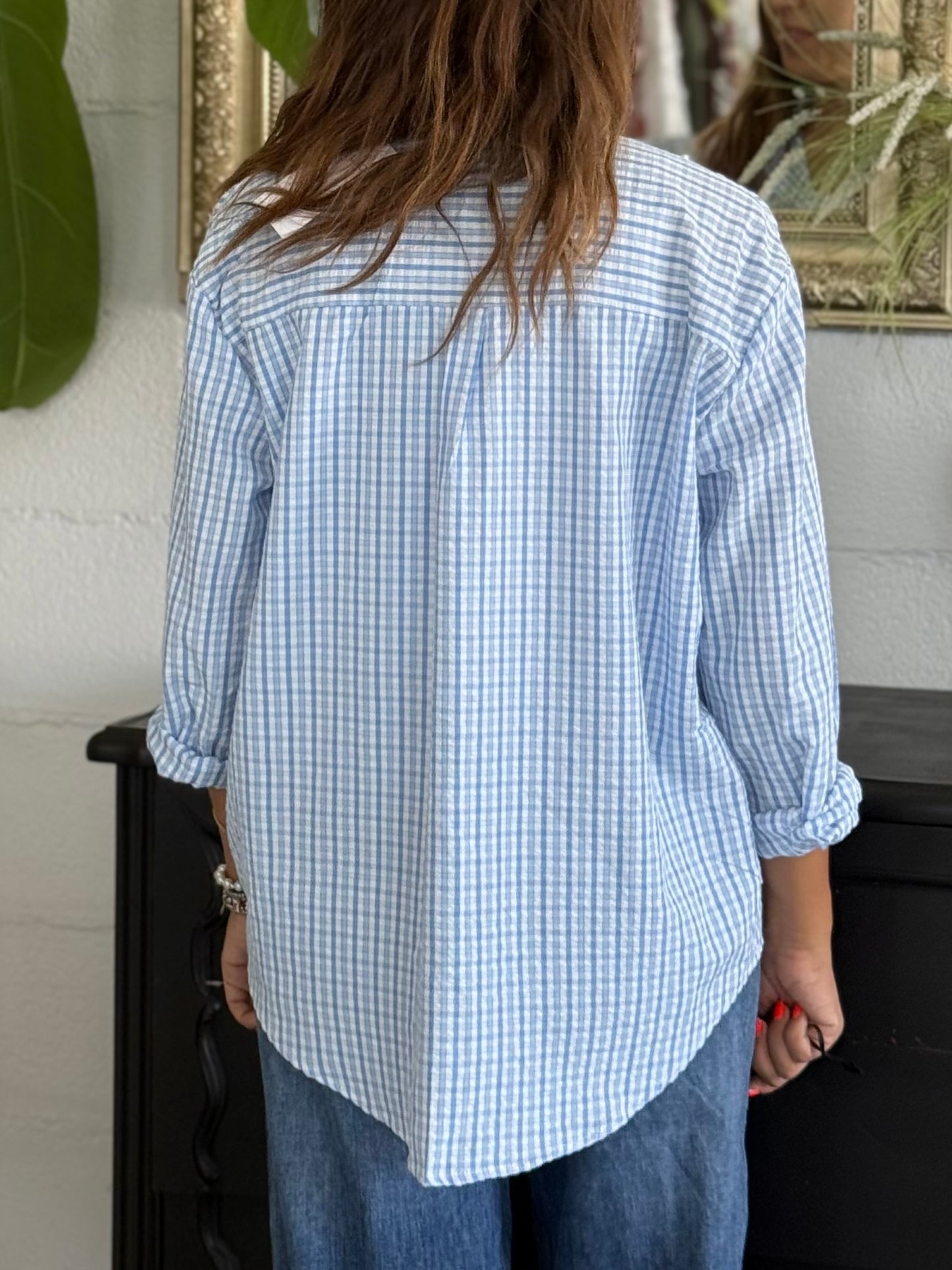 Camicia Vichy con cuore ricamato
