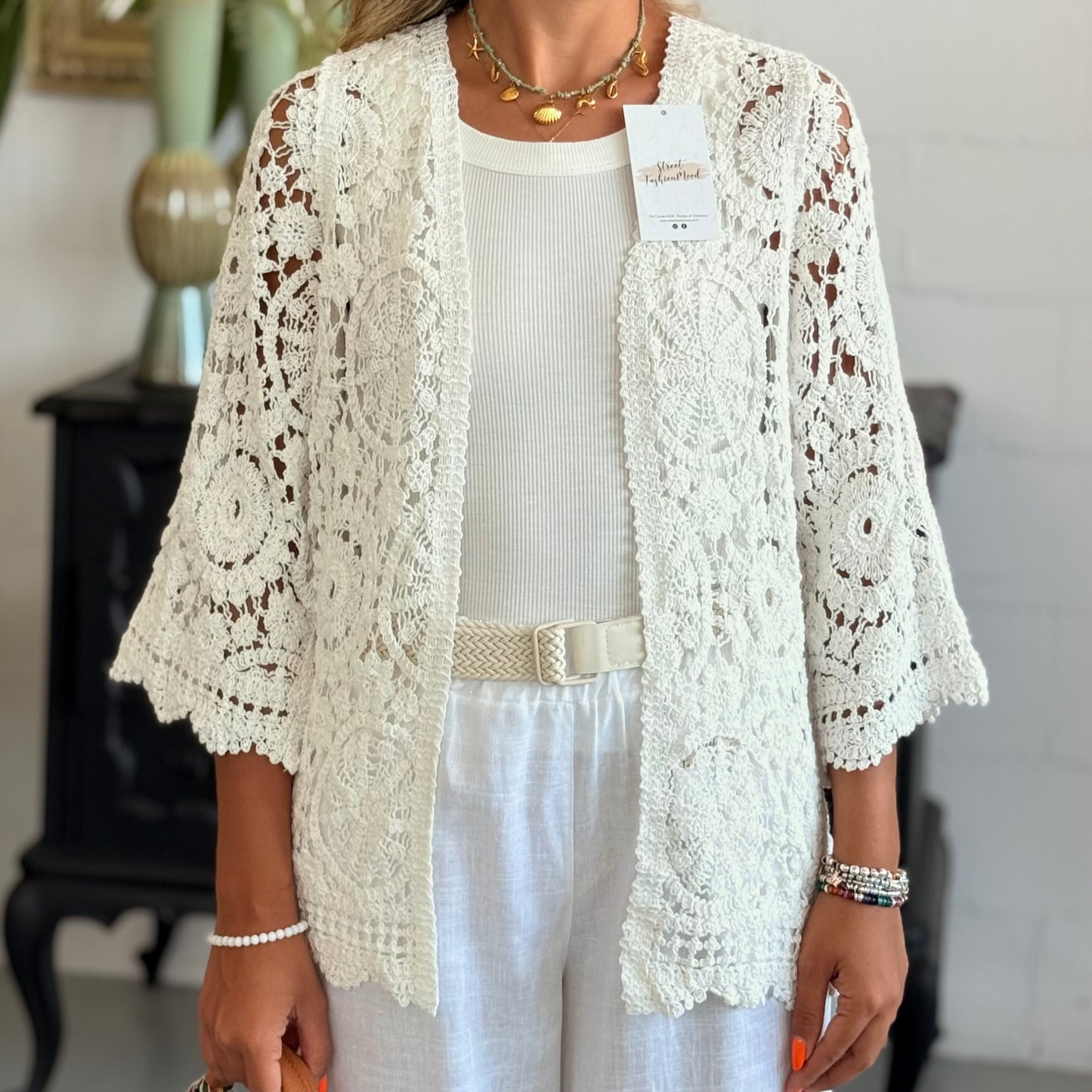 Kimono Crochet Bianco