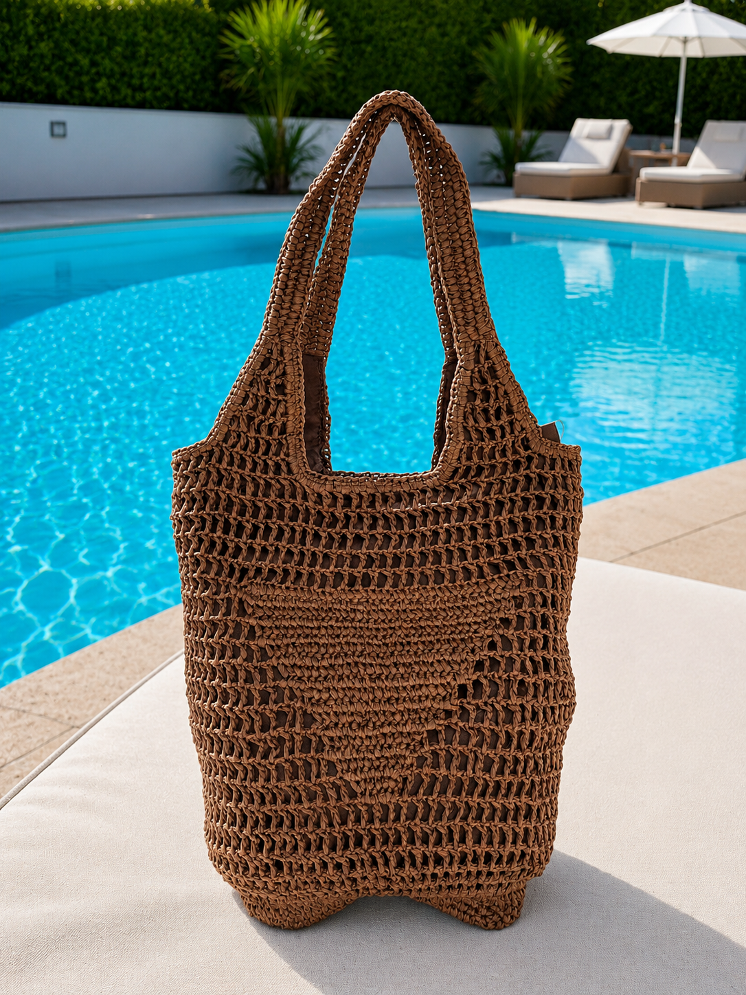 Borsa in paglia con triangolo