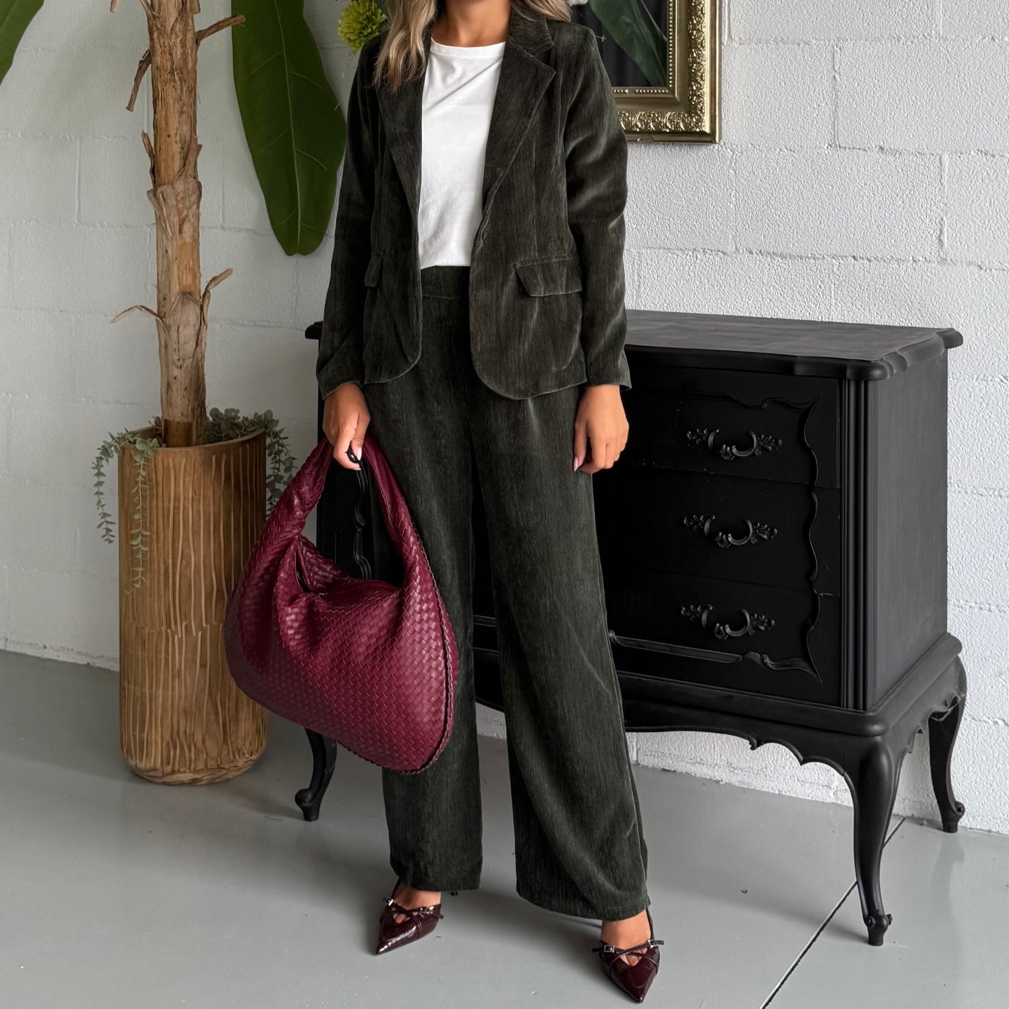 Blazer in velluto Oliva