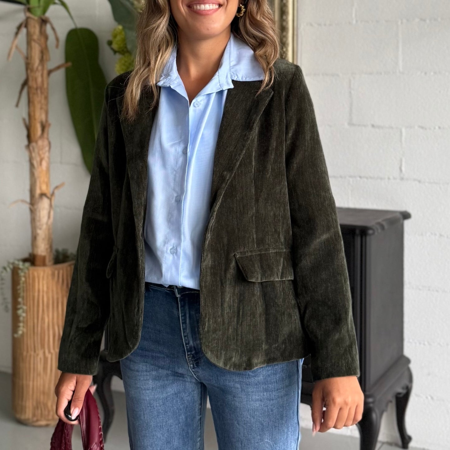 Blazer in velluto Oliva
