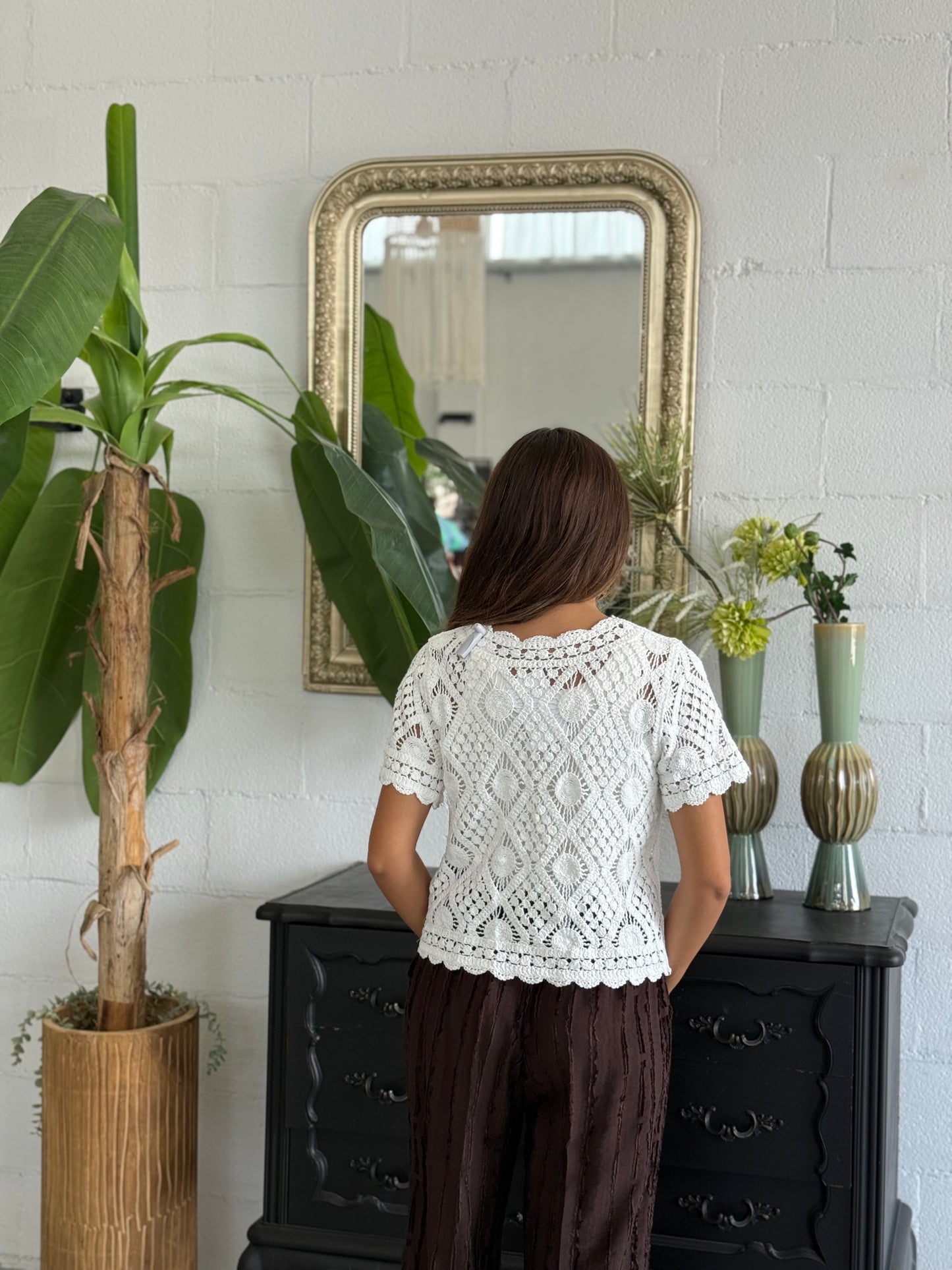 Maglioncino Crochet Mara maniche corte