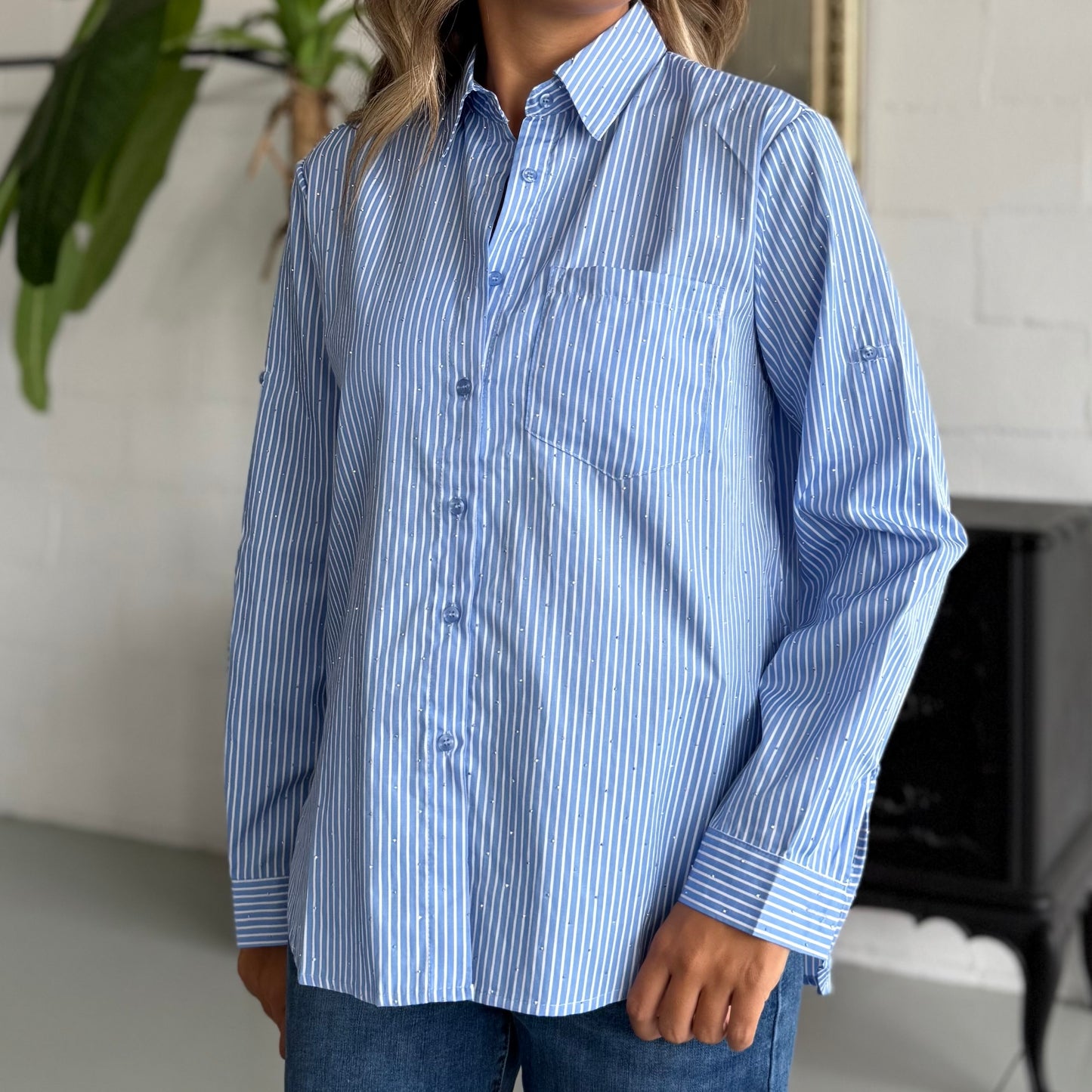 Camicia Must a Righe con strass