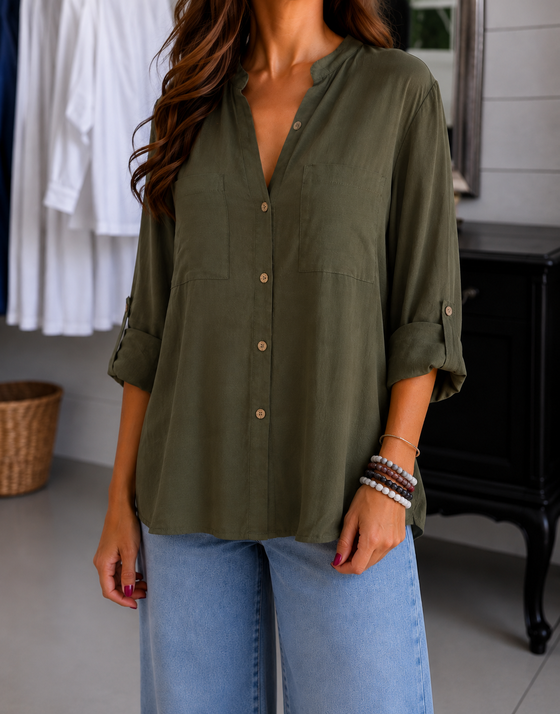 Camicia Army misto Lino