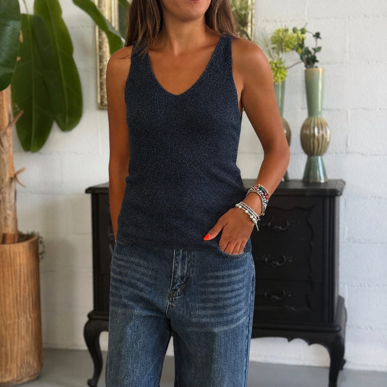 Top Lurex Blu