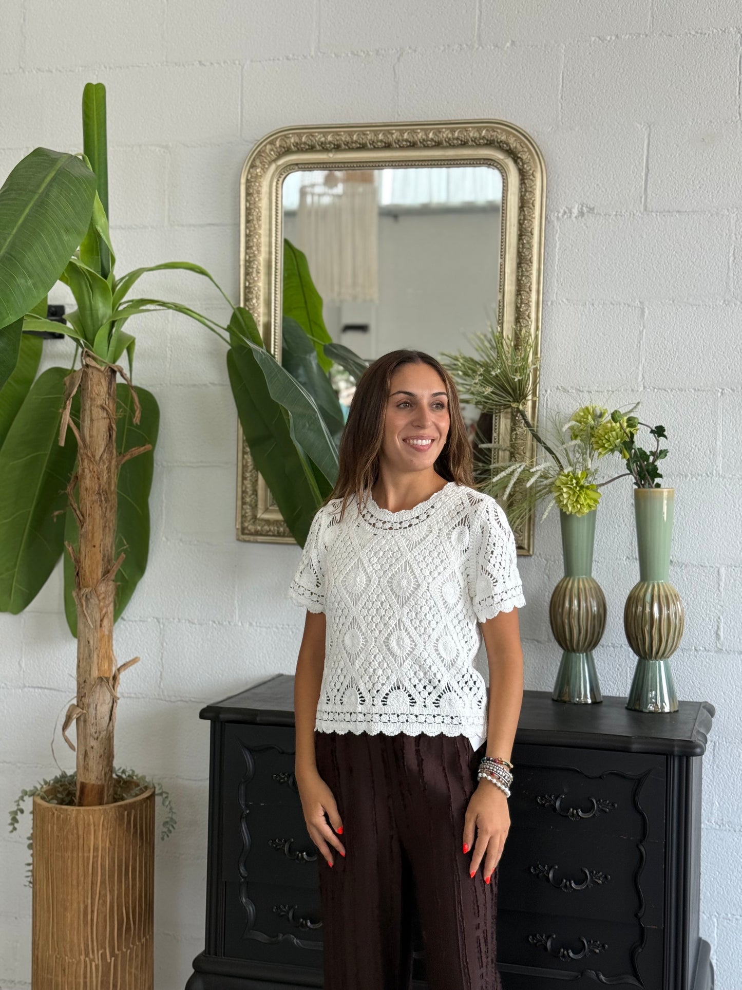 Maglioncino Crochet Mara maniche corte