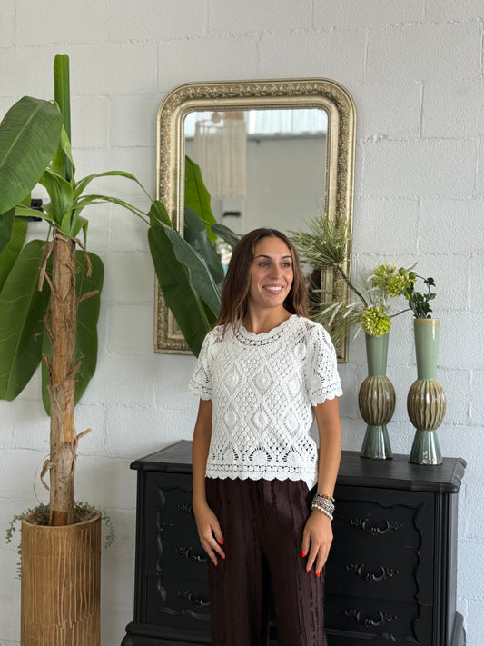 Maglioncino Crochet Mara maniche corte