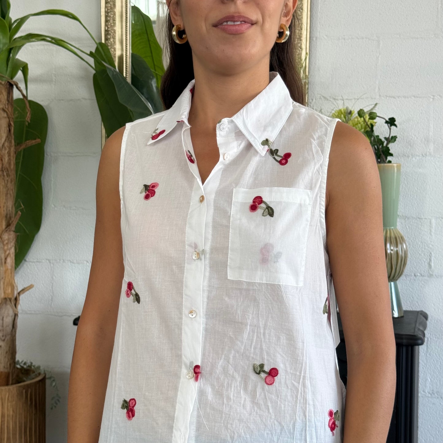 Camicia con ricami ciliegie