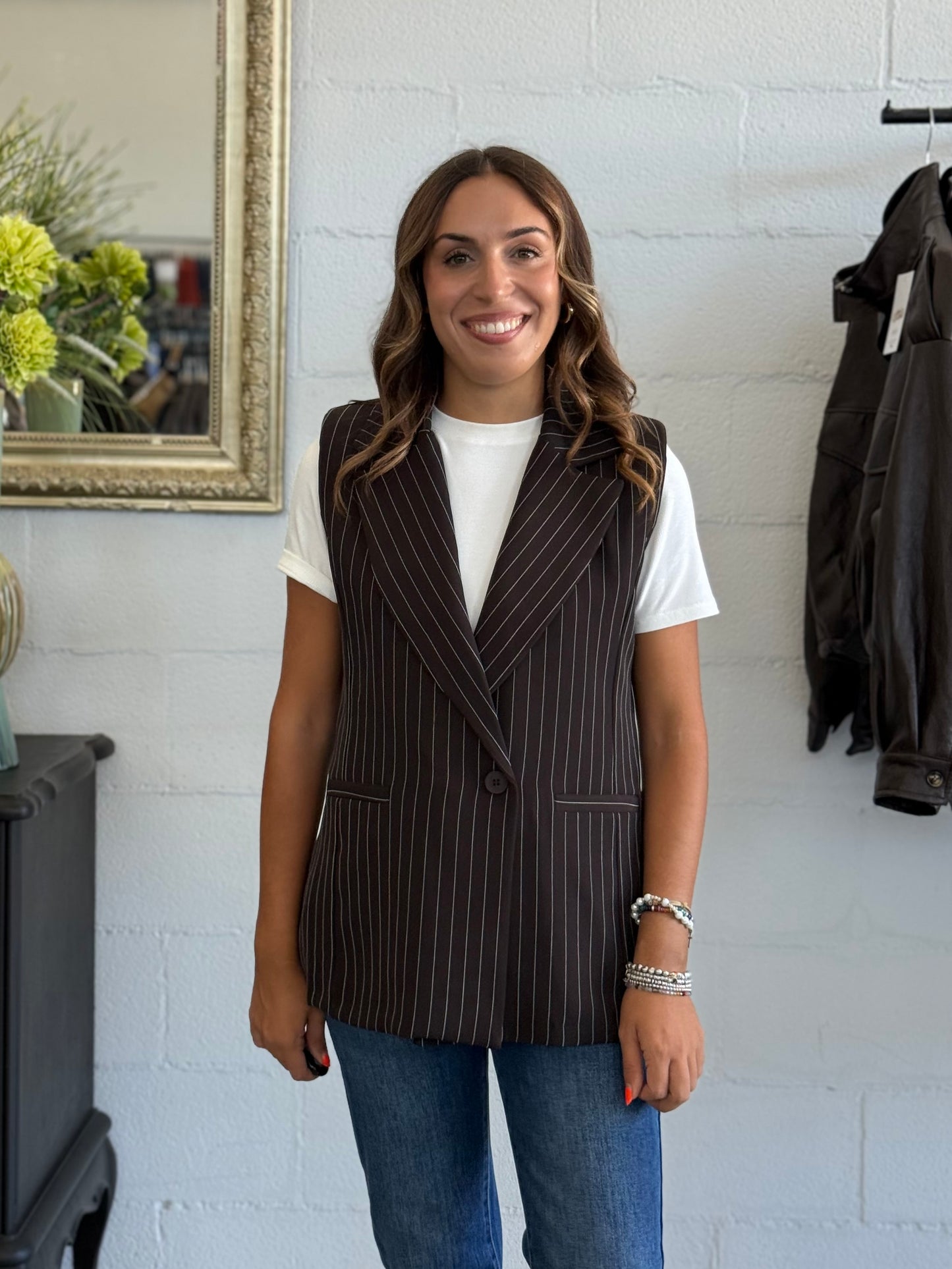 Blazer smanicato Premium Gessato Moro