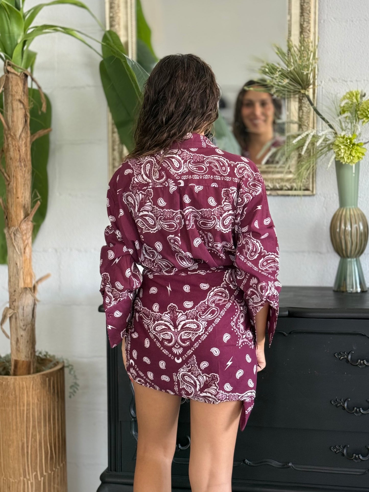 Completo Camicia + Pareo Bandana Bordeaux