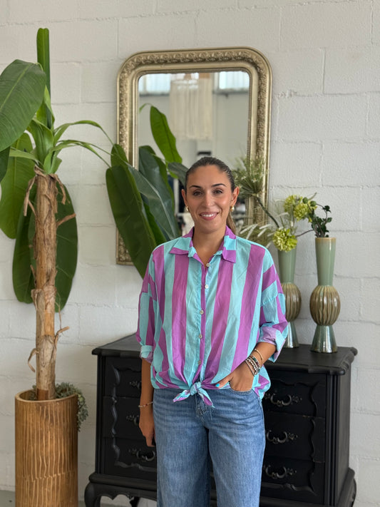 Camicia MUST Turchese/Lilla