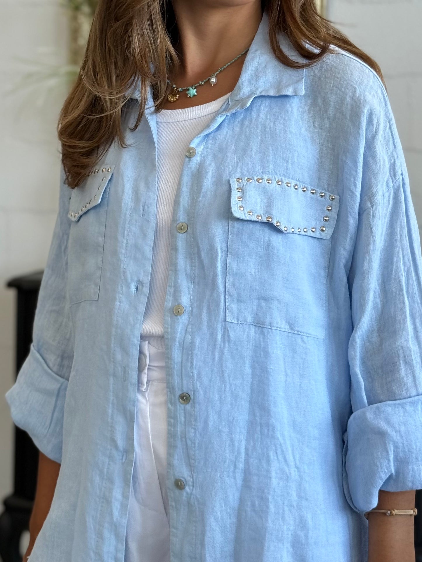 Camicia in Lino con Borchie