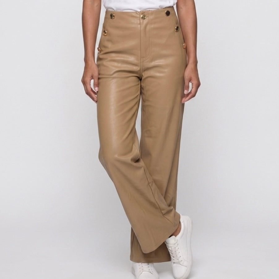Pantalone in ecopelle Beige pois TOP QUALITY