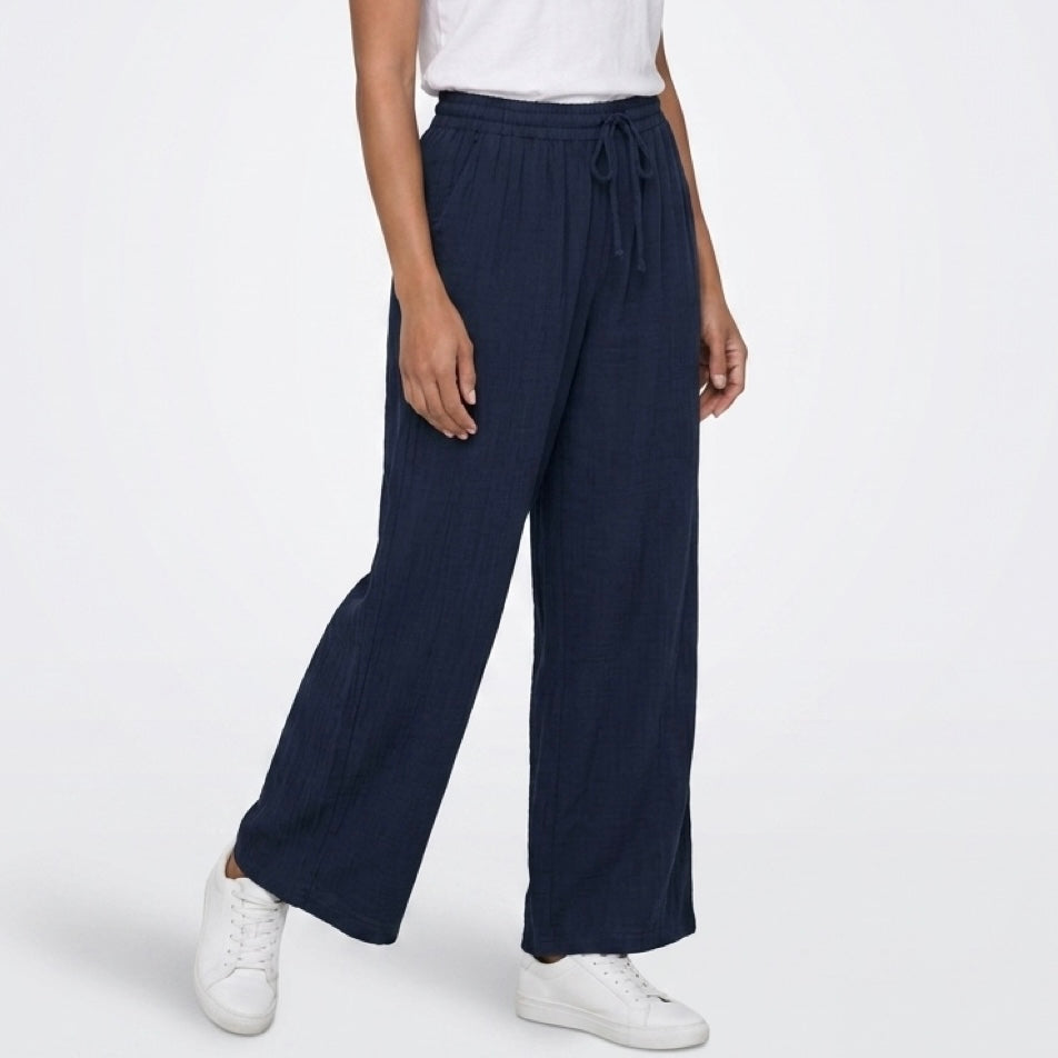 Pantalone Lara in cotone garzato Blu