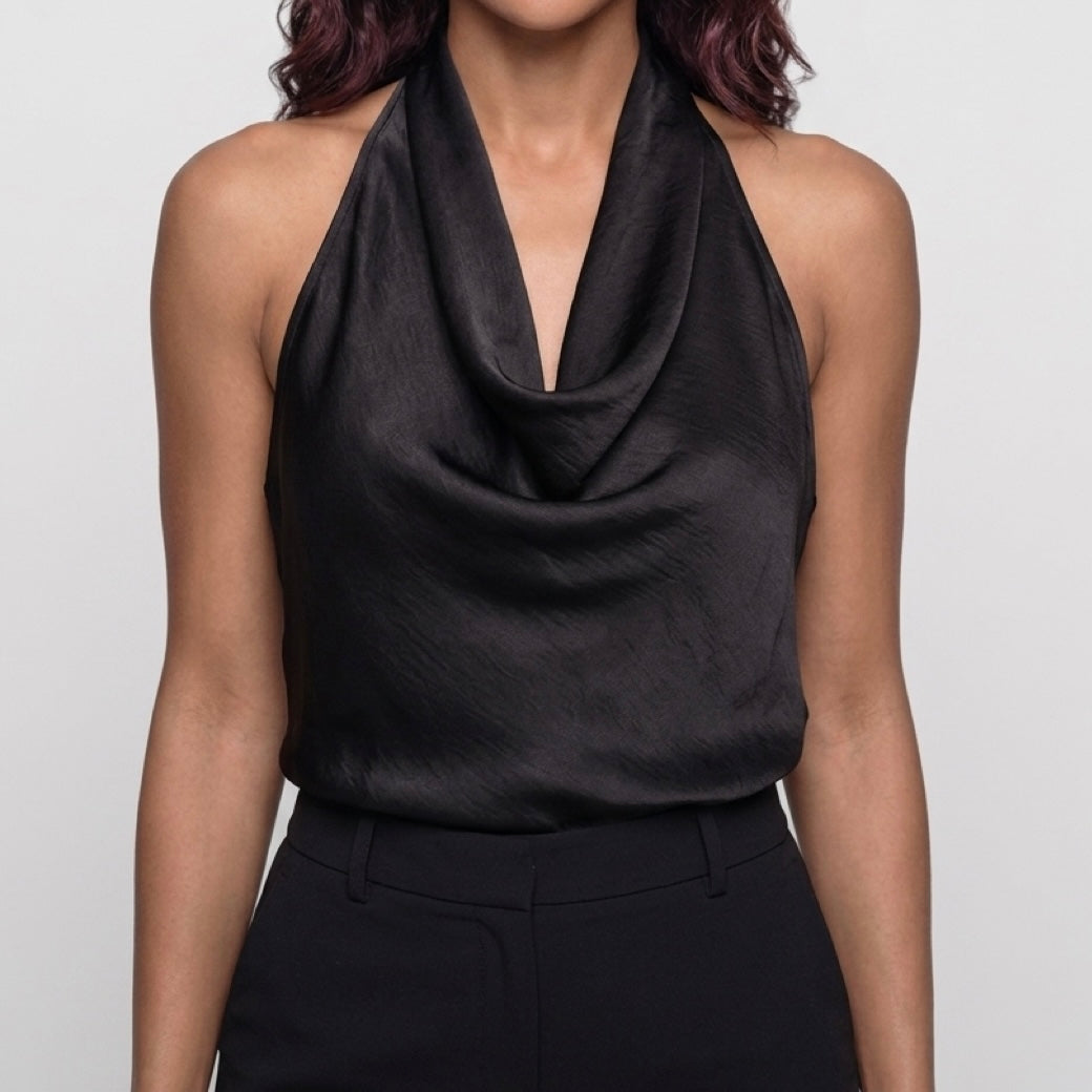 Top Satin Goccia Nero