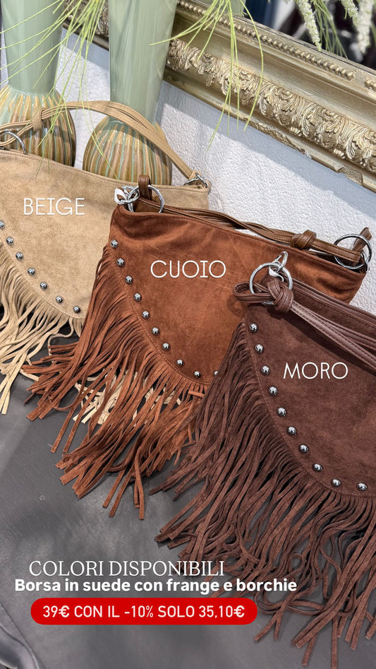 Borsa in Suede con Frange