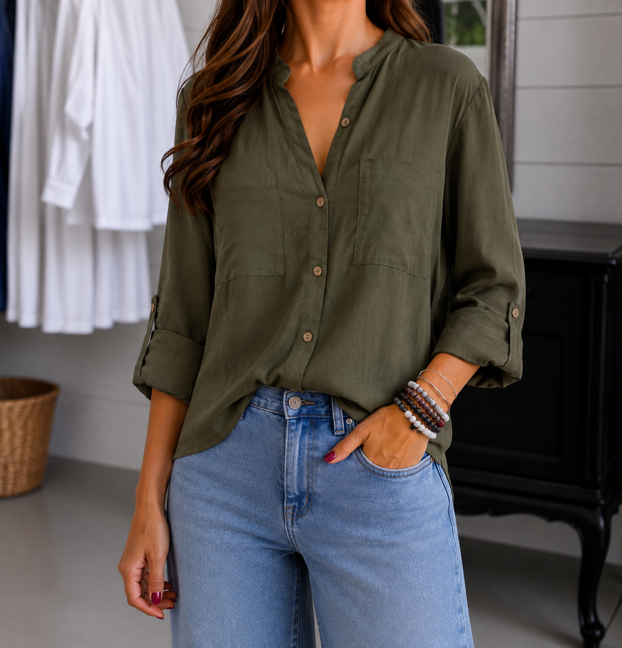 Camicia Army misto Lino
