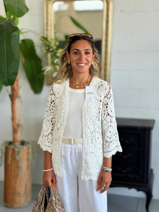 Kimono Crochet Bianco