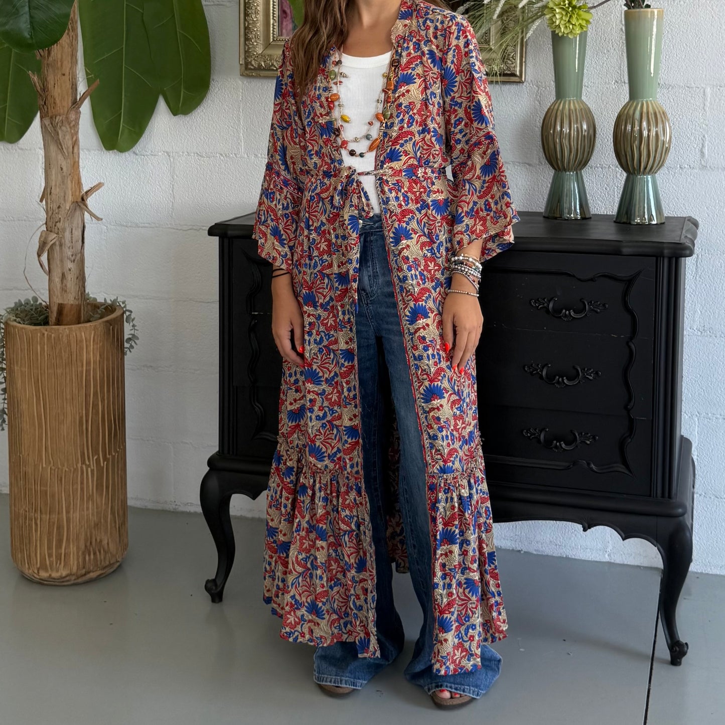 Kimono lungo Seta Indiana