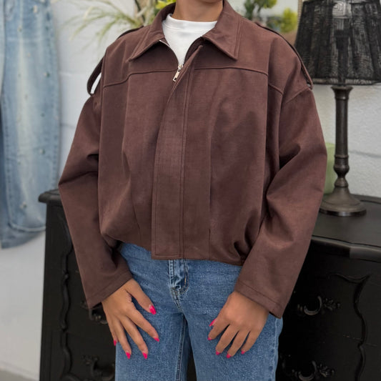 Bomber in Suede Moro