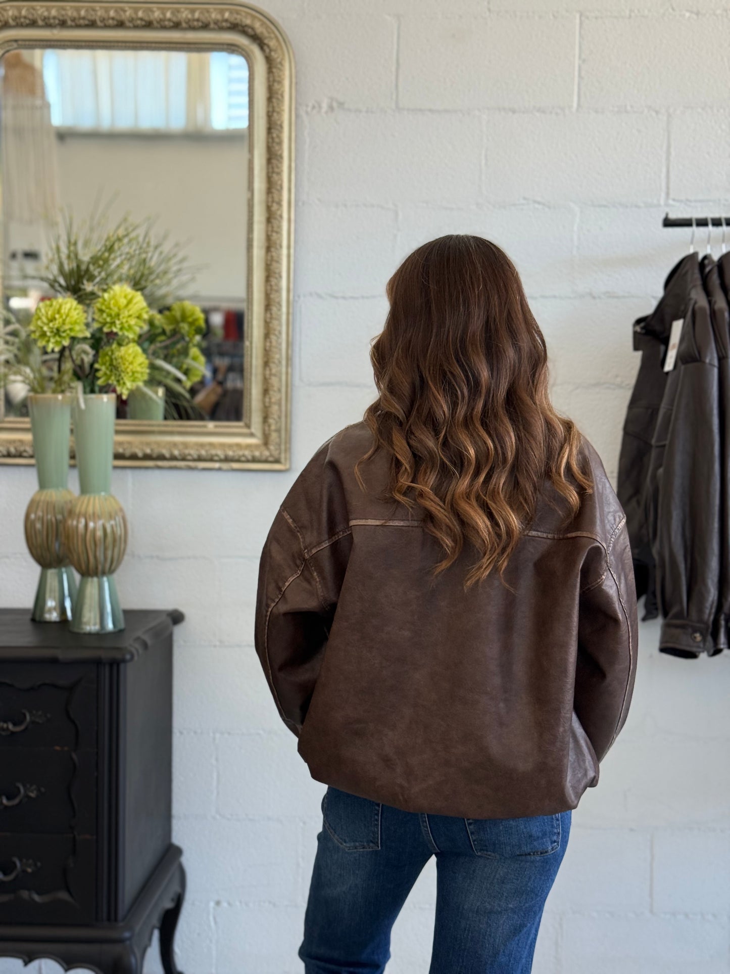 Bomber in ecopelle Vintage
