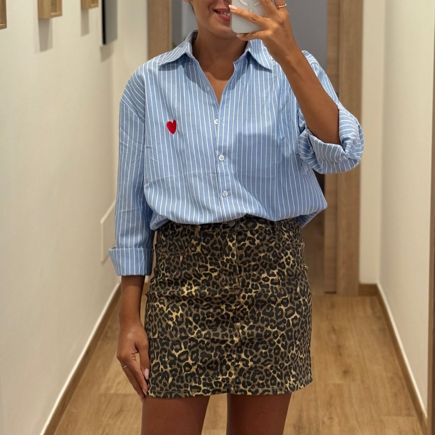 Minigonna di Jeans Leopard