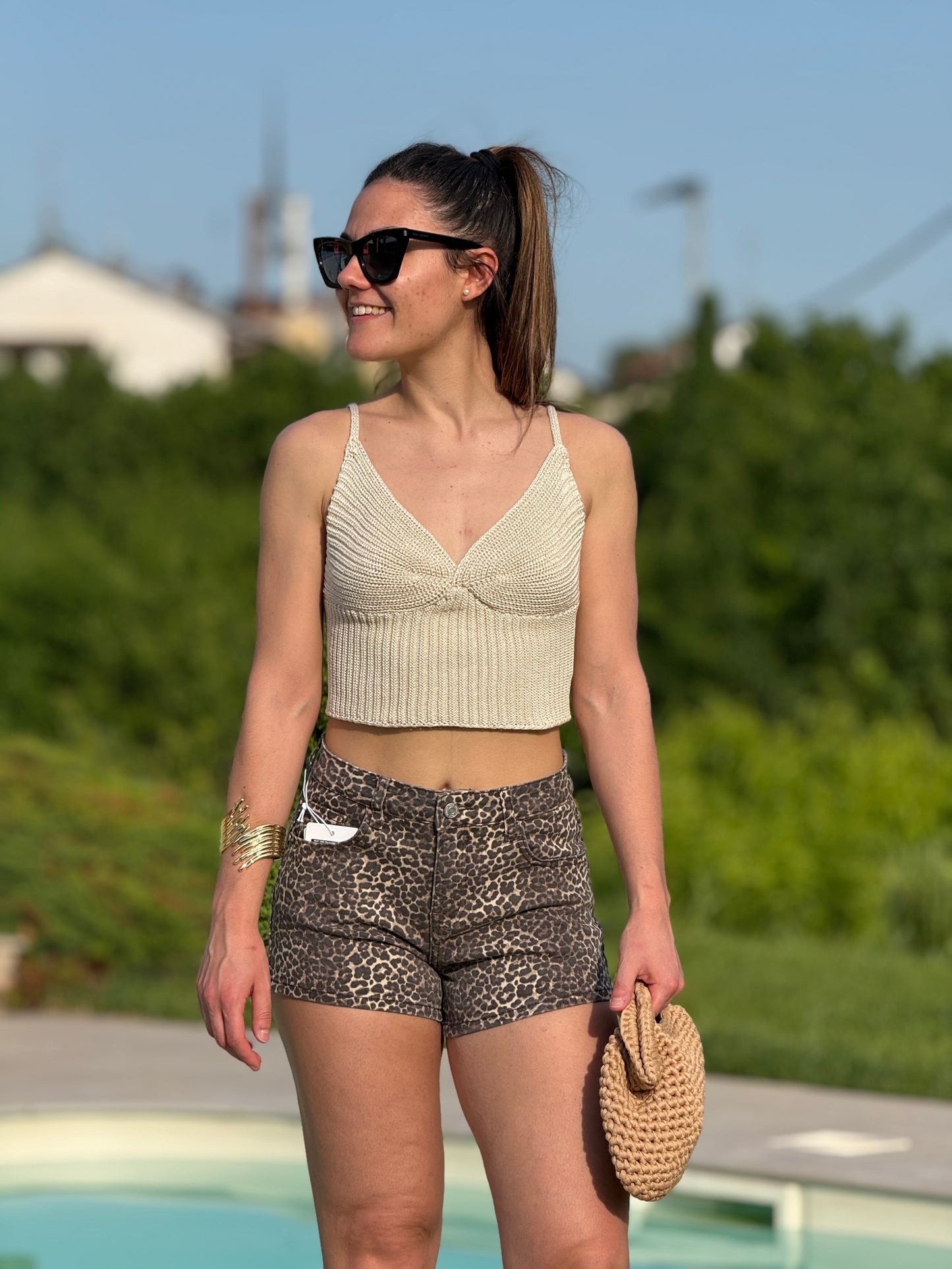Short di jeans Leopard