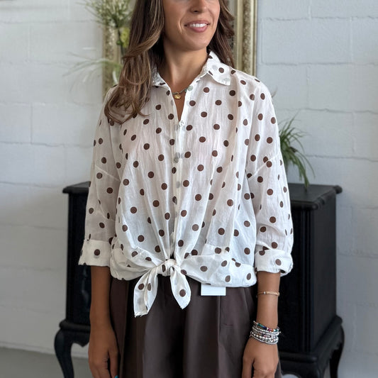 Camicia mussola di cotone a Pois