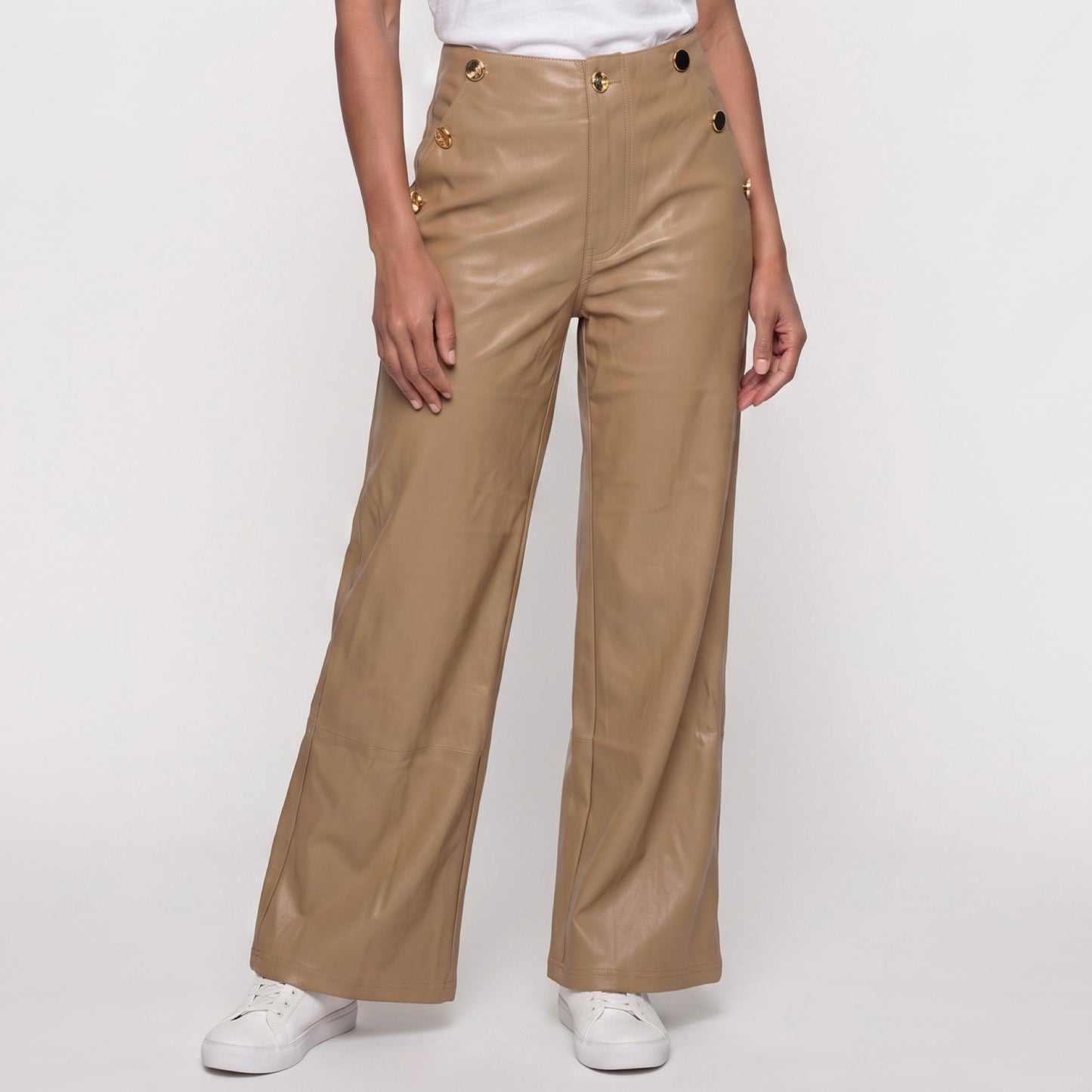 Pantalone in ecopelle Beige pois TOP QUALITY