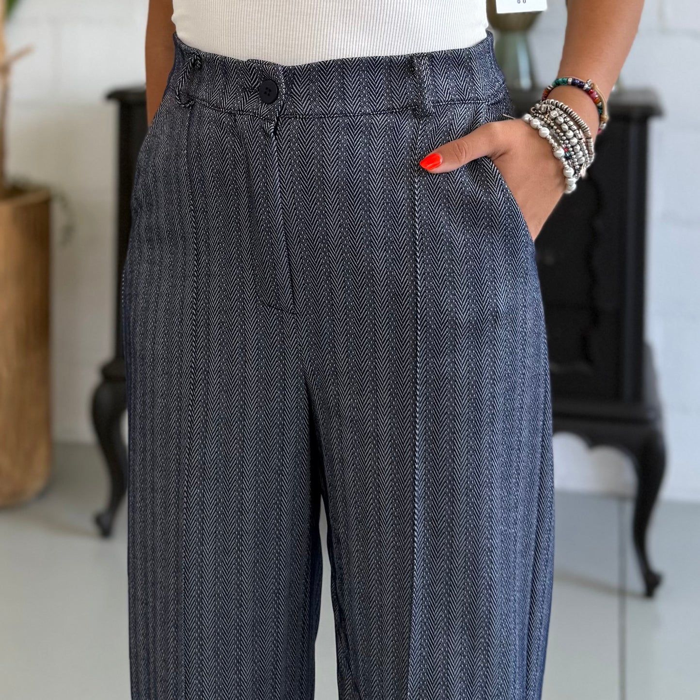 Pantalone Sartoriale Spigato Blu