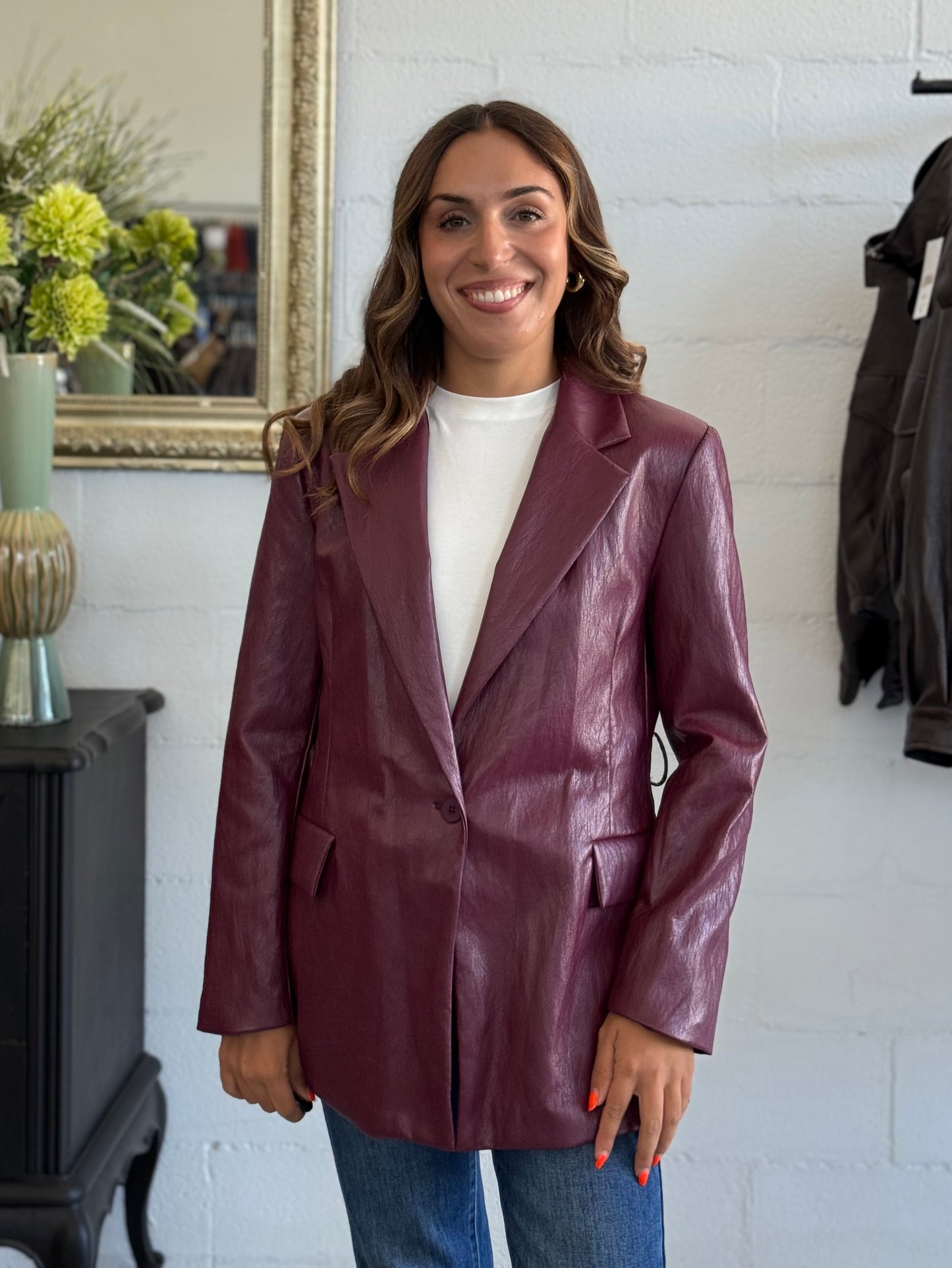 Blazer Iconic in ecopelle Bordeaux