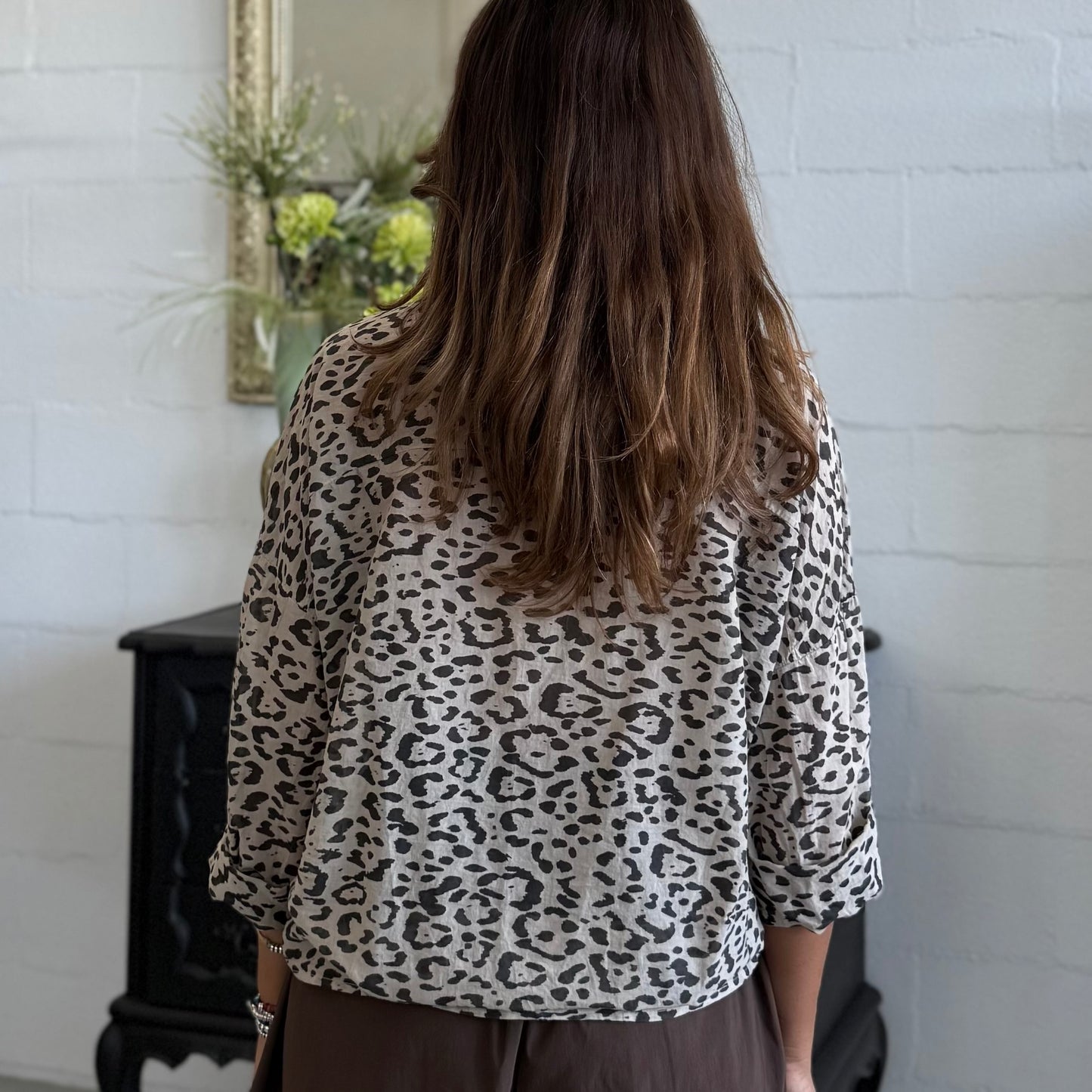 Camicia mussola di cotone Leopard