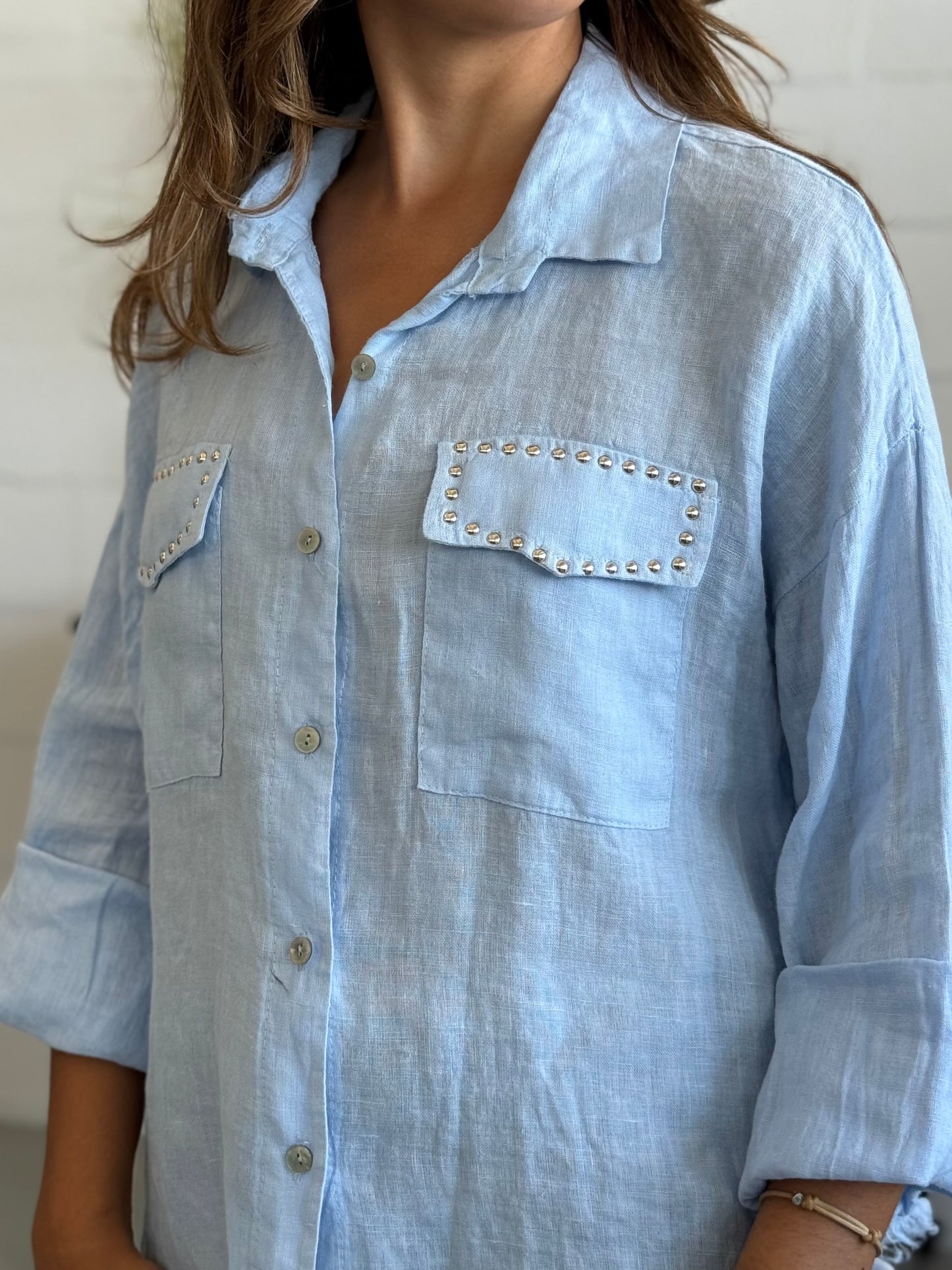 Camicia in Lino con Borchie