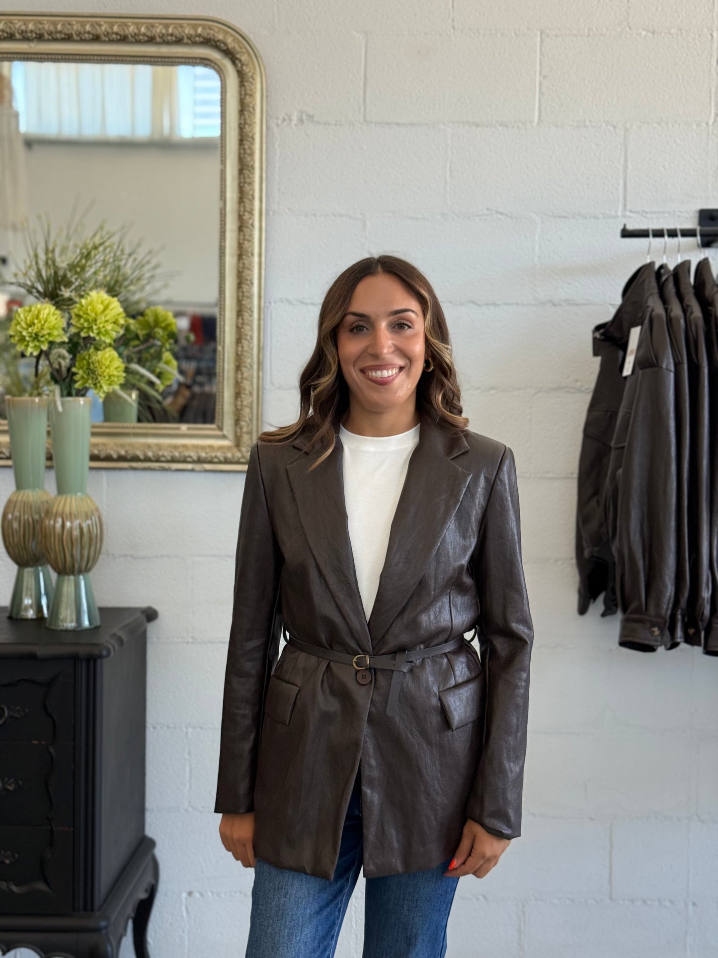 Blazer Iconic in ecopelle Moro