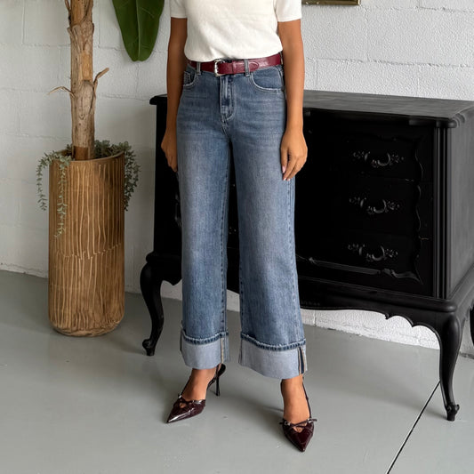 Jeans Zoe con cintura burgundy