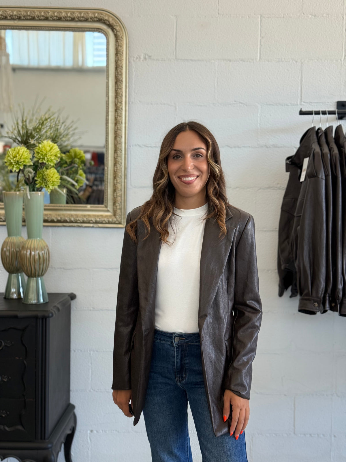 Blazer Iconic in ecopelle Moro