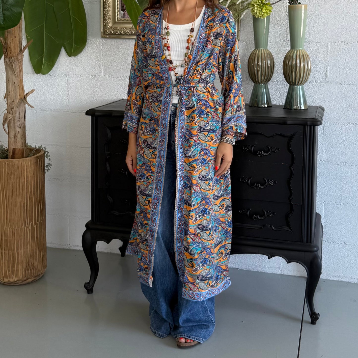 Kimono lungo Seta Indiana