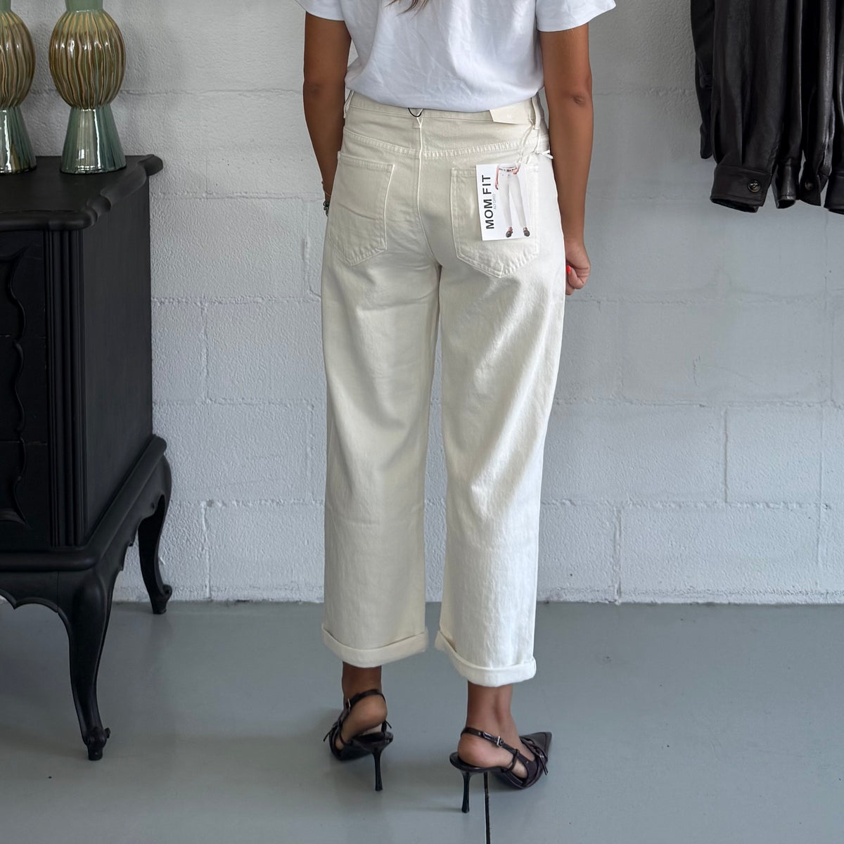 Jeans Mom Fit Relaxed Panna