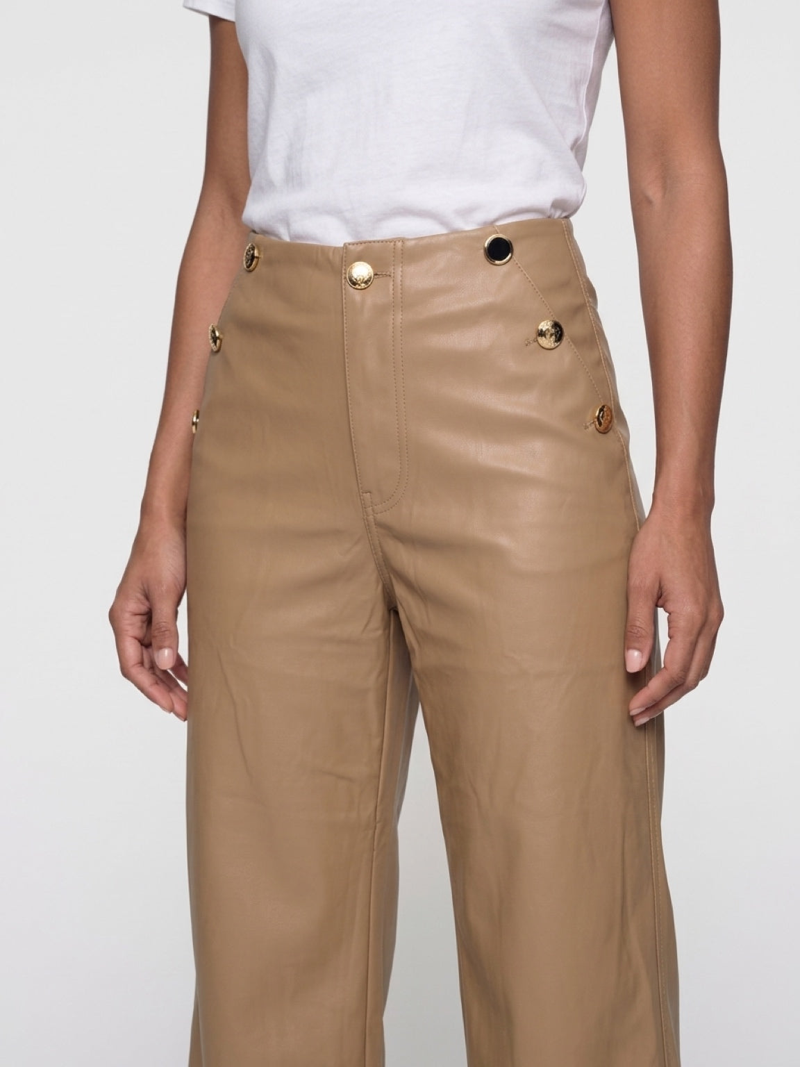 Pantalone in ecopelle Beige pois TOP QUALITY