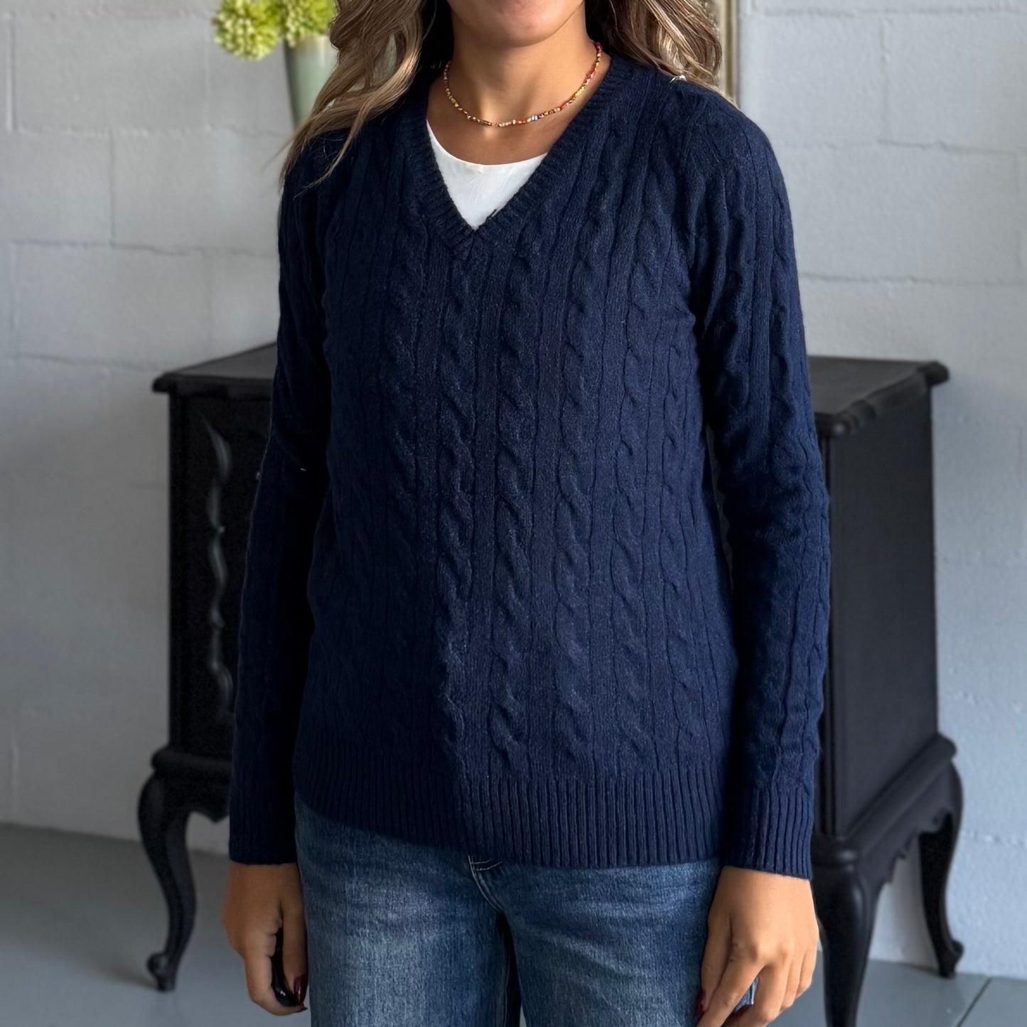 Maglione Nuvola a treccia scollatura a V