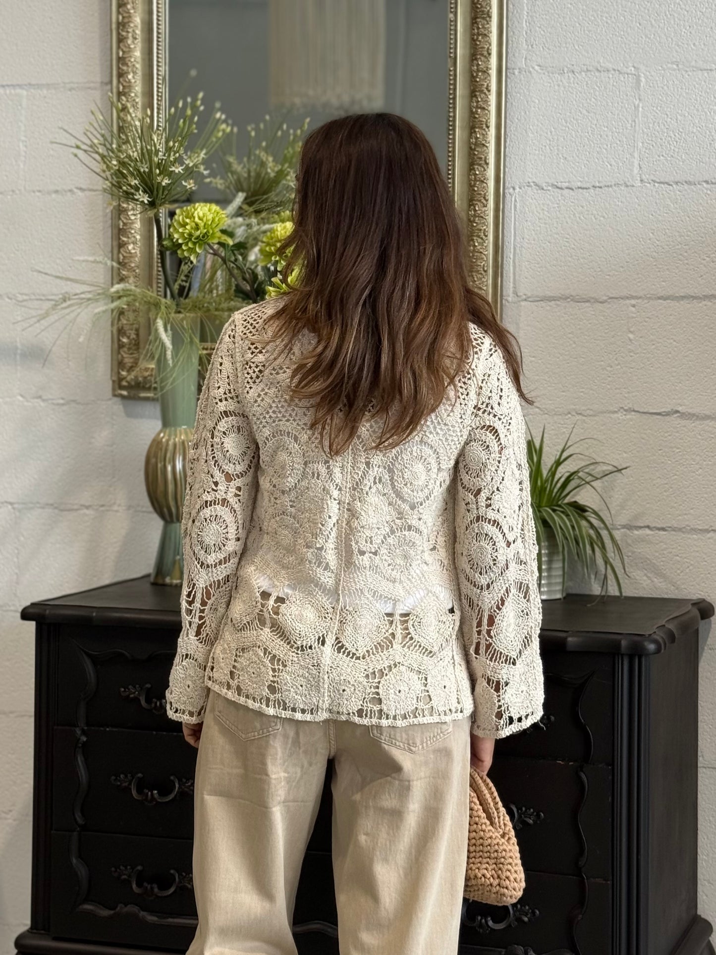 Cardigan Crochet con laccio