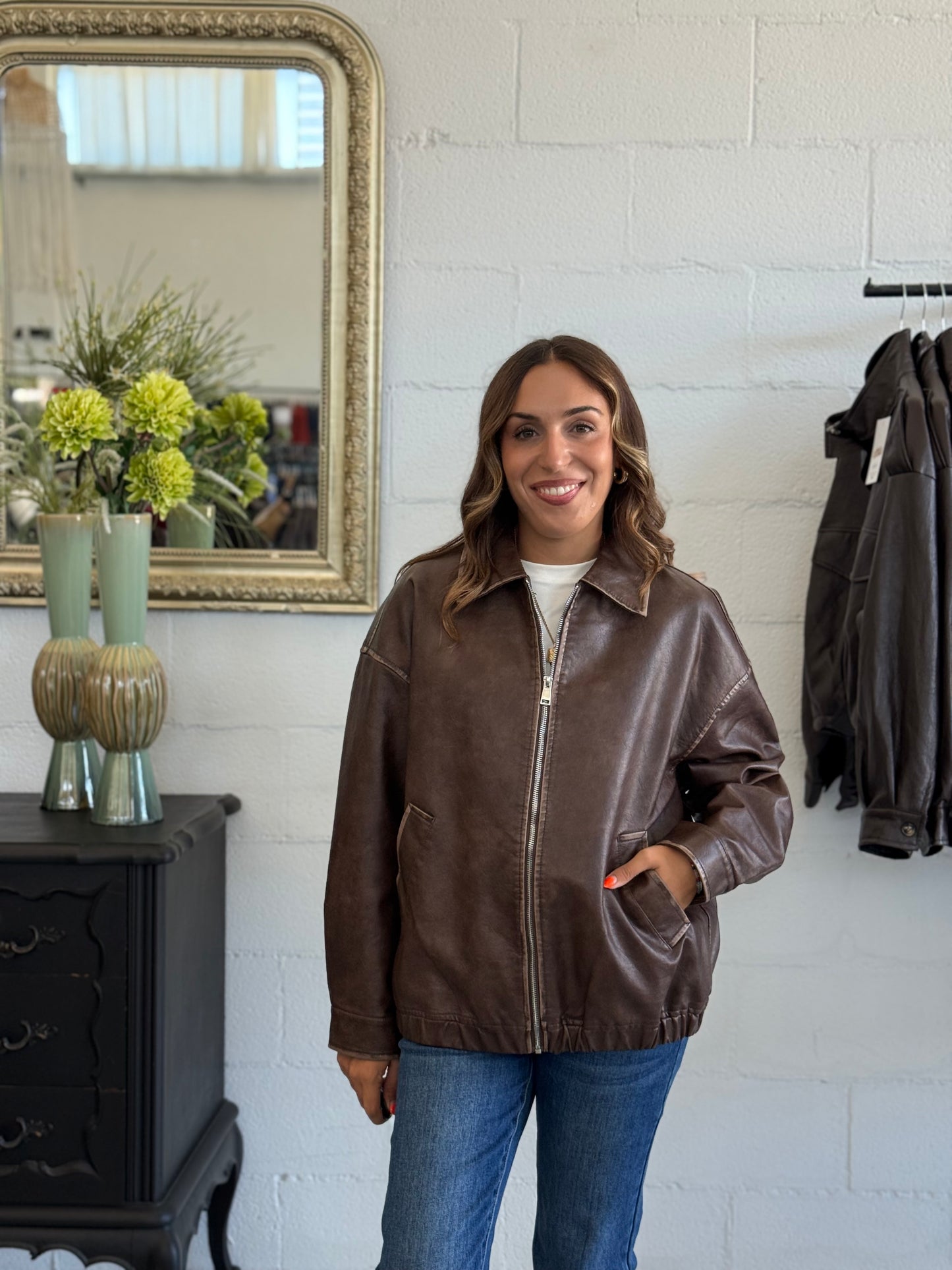 Bomber in ecopelle Vintage