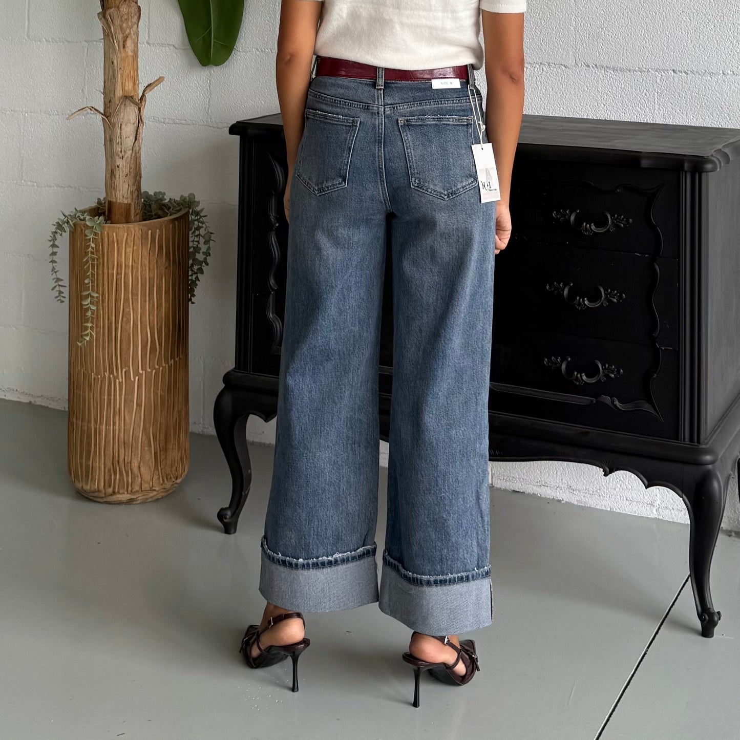 Jeans Zoe con cintura burgundy