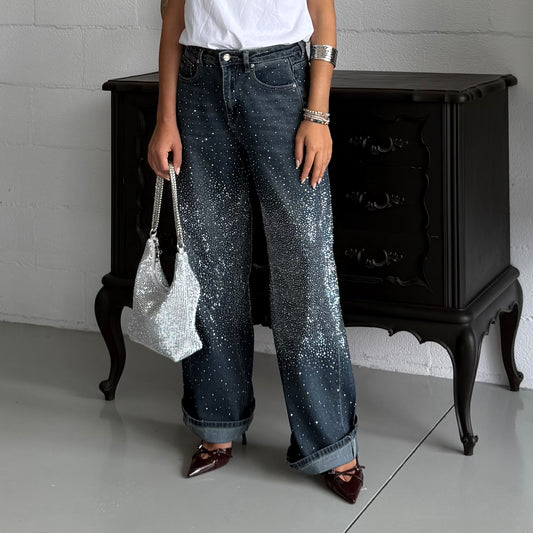 Jeans Wide Leg Cristalli