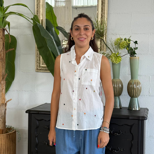 Camicia con ricami fiori