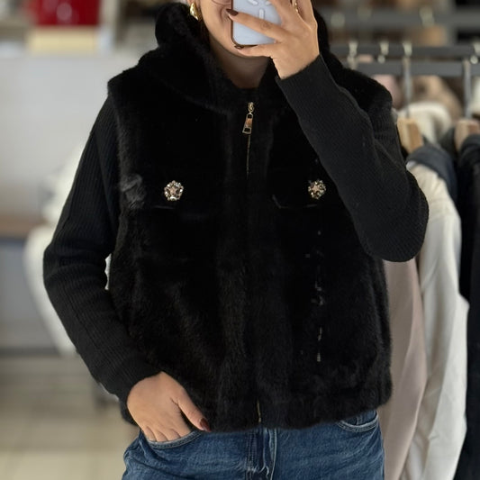 Ecopelliccia Diamond Noir