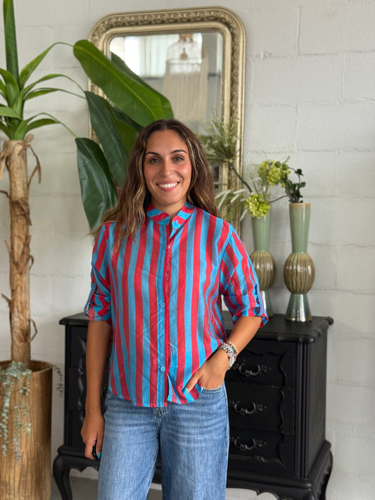 Camicia MUST Turchese/Rosso