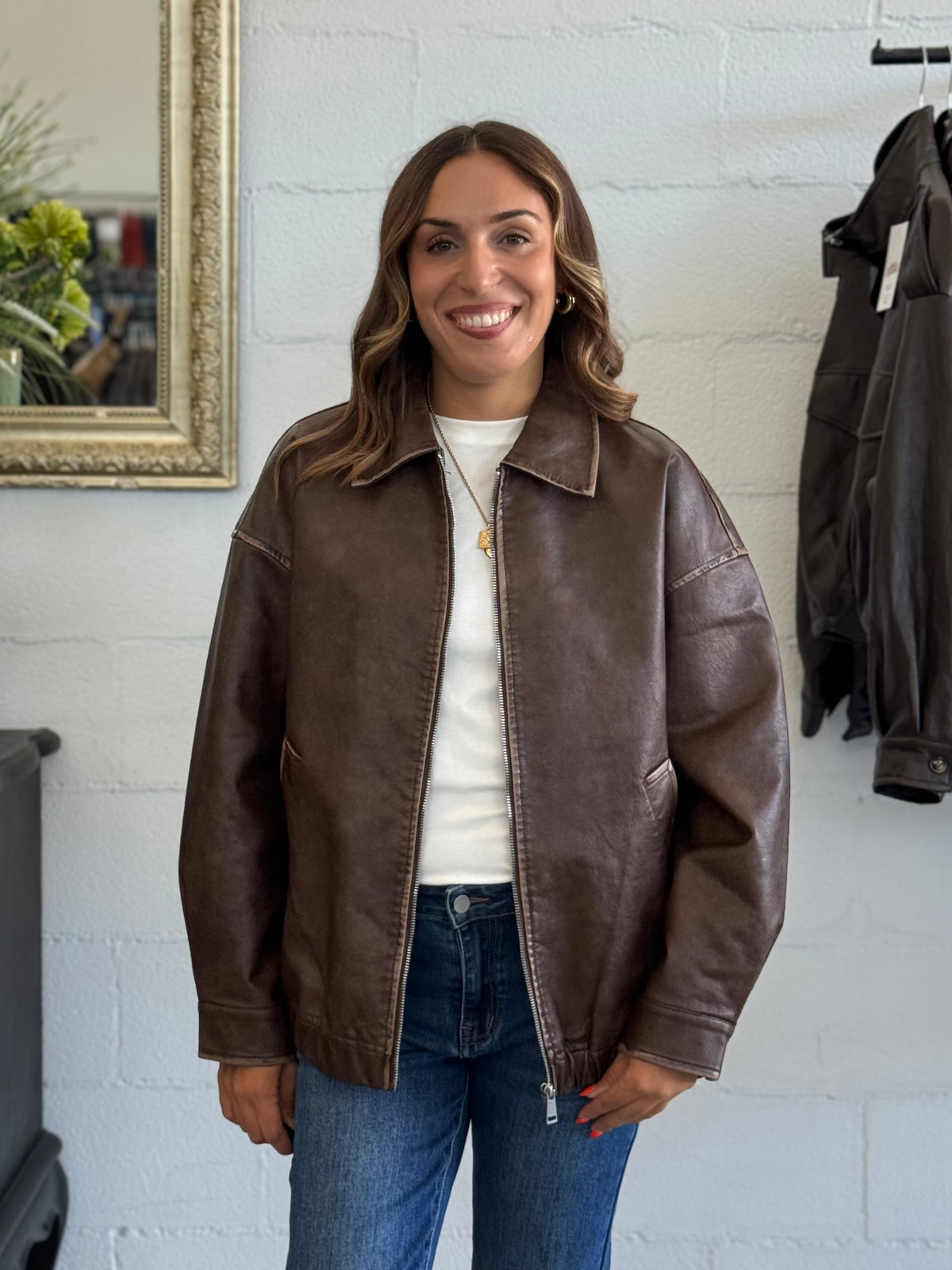Bomber in ecopelle Vintage