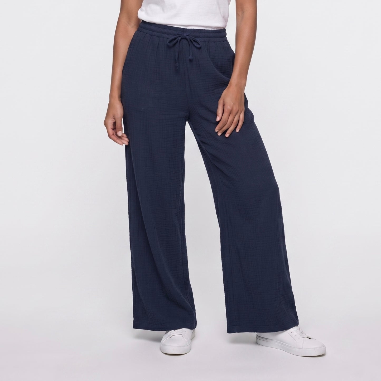 Pantalone Lara in cotone garzato Blu
