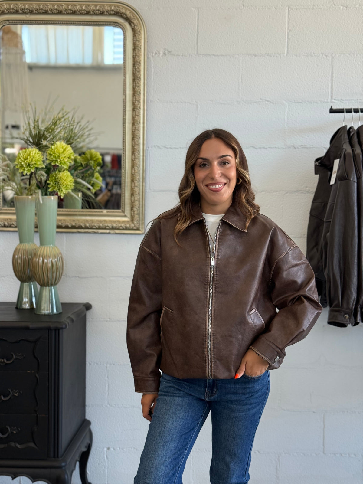 Bomber in ecopelle Vintage